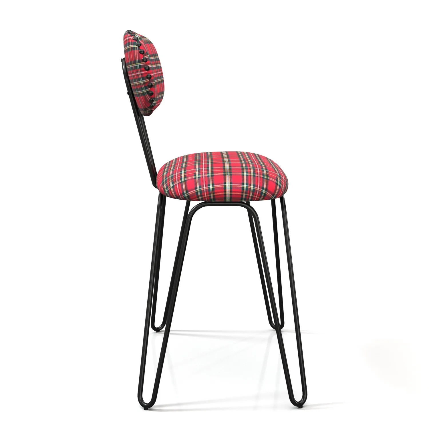 Check Fabric Seat And Metal Leg Study Chair PBR 3D Model_03